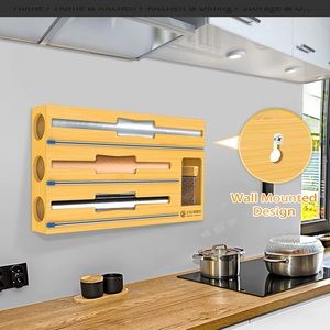 Organizer, Plastic Wrap Dispenser with Cutter, Aluminum Foil and Wax Paper